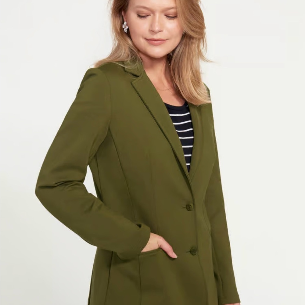 Betabrand Classic Blazer in Olive NWT S-2XL.